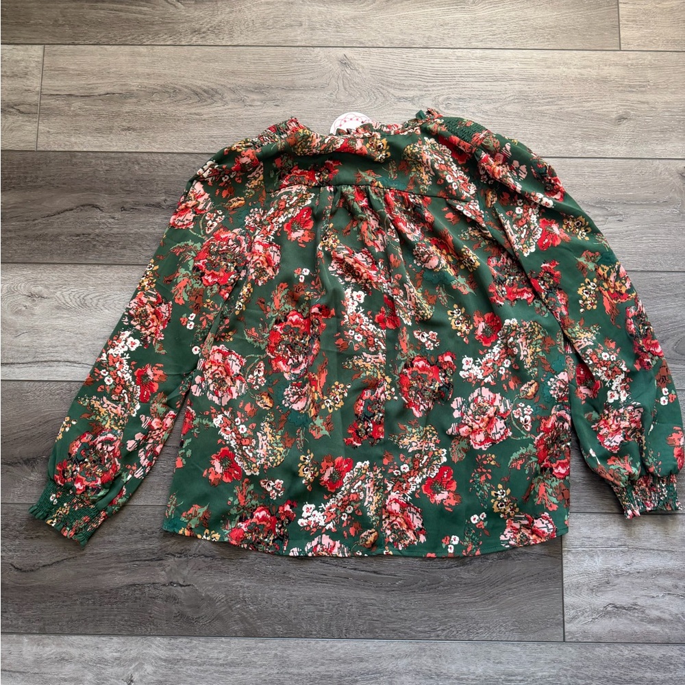 Umgee Floral Green Women's Top - Picture 3 of 5